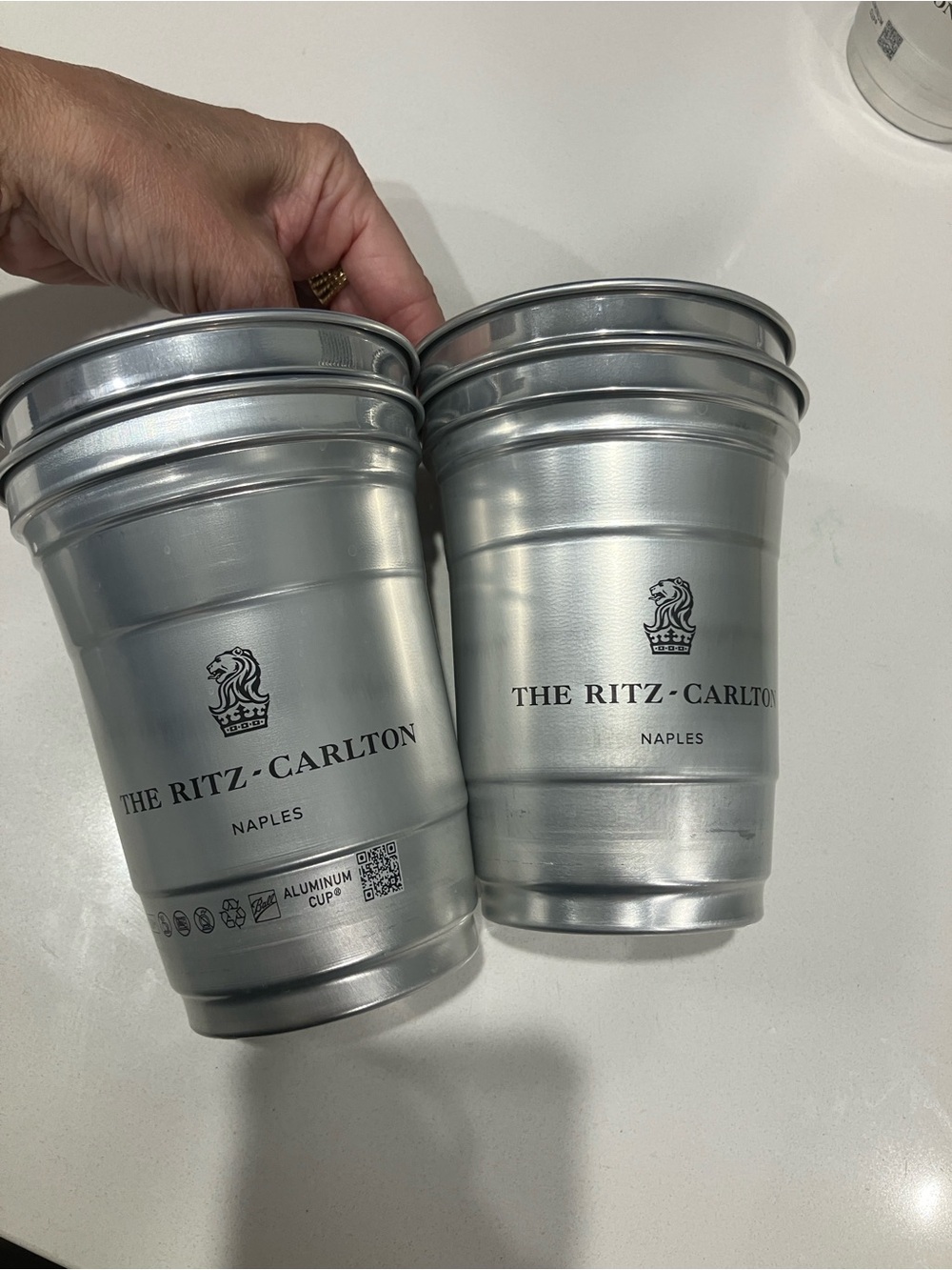 The Ritz-Carlton Naples Silver Aluminum Cups - 4 Pack